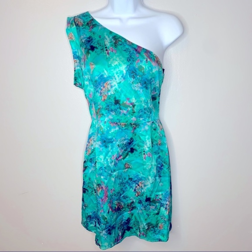Heartfelt‎ by Salvatore Principe Green Silk One Shoulder Dress Size 6